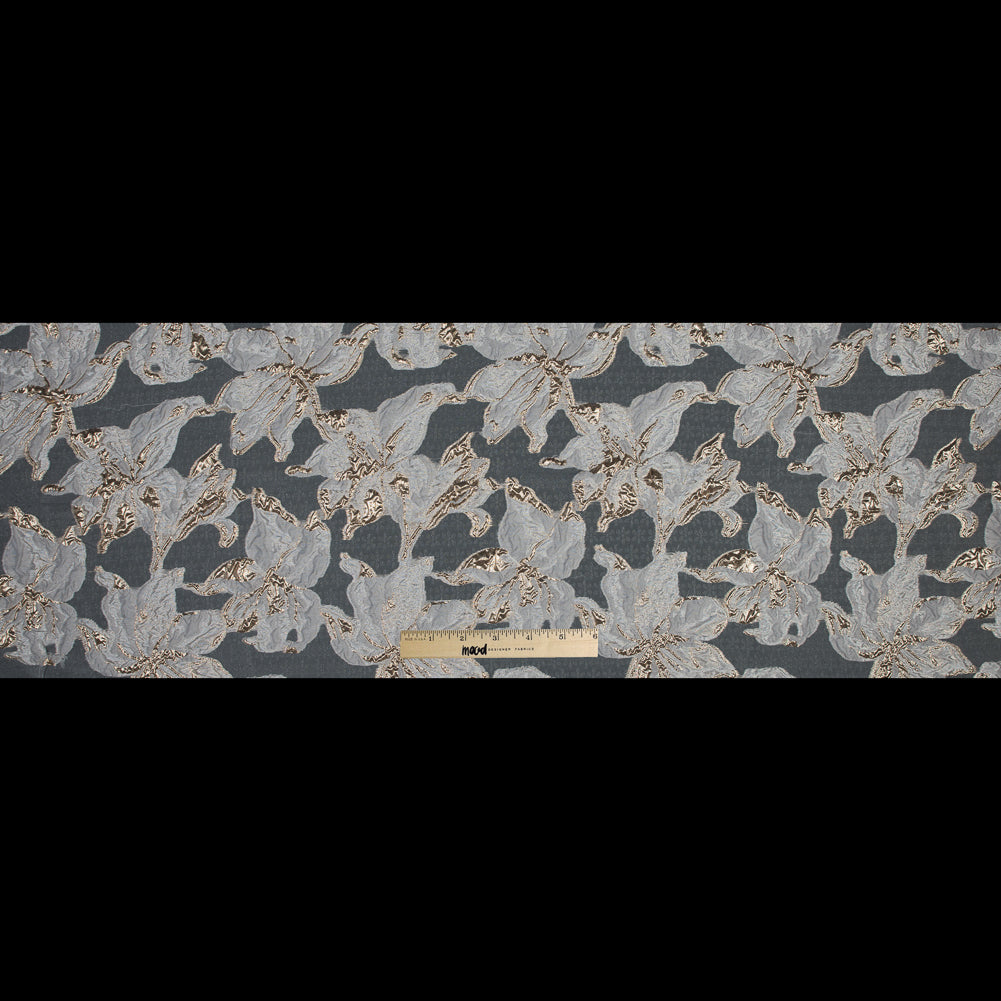 Metallic Gold and White Luxury Floral Burnout Brocade - Folded