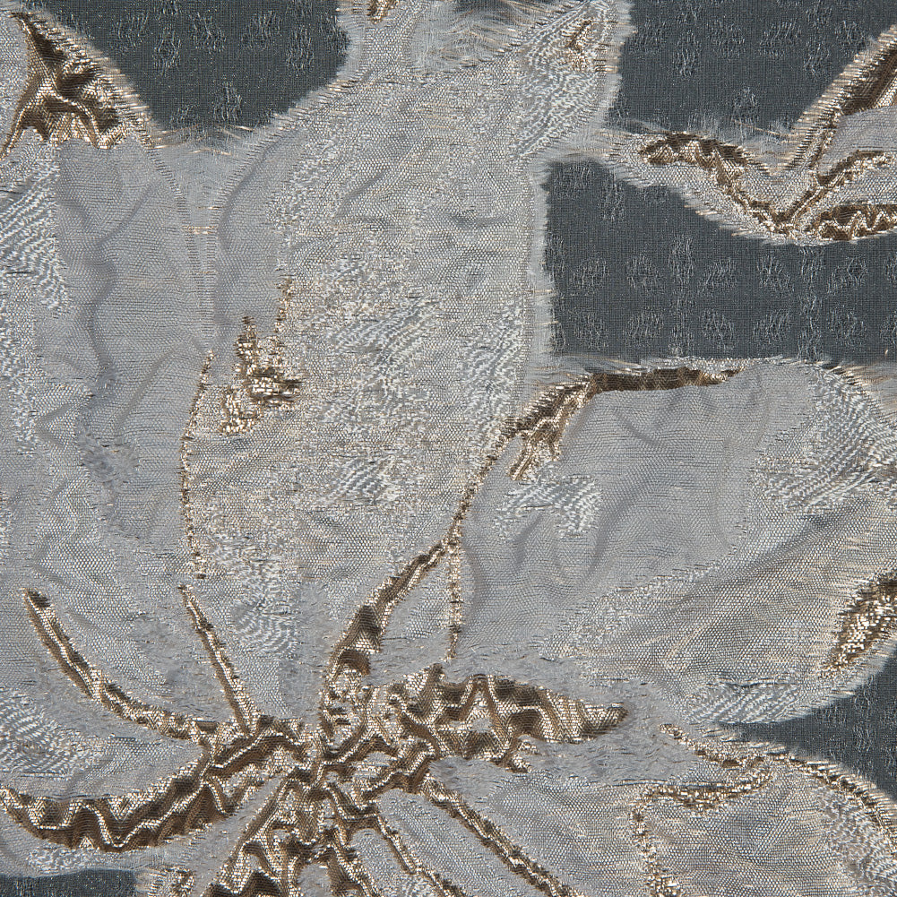 Metallic Gold and White Luxury Floral Burnout Brocade - Full