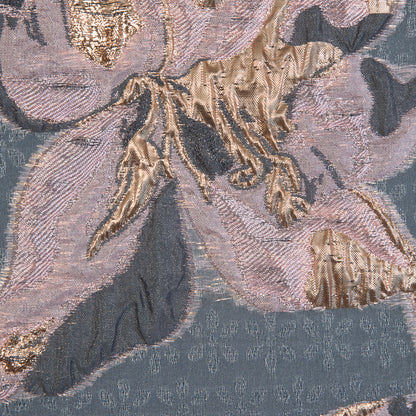 Mauve, Gray and Metallic Gold Luxury Floral Burnout Brocade - Full