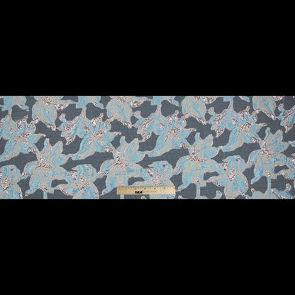 Aqua and Metallic Rose Gold Luxury Floral Burnout Brocade Folded