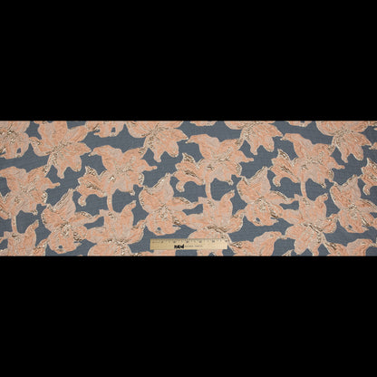 Peach and Metallic Gold Luxury Floral Burnout Brocade Folded