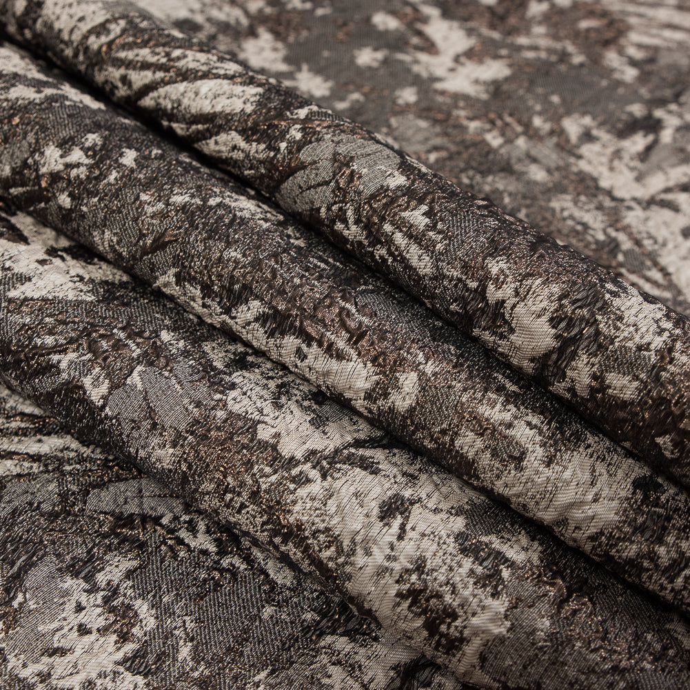 Beige and Bronze Luxury Abstract Metallic Brocade - Detail