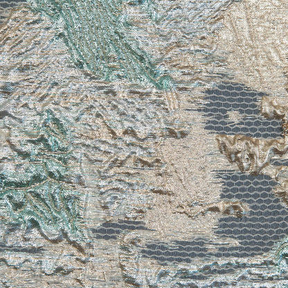 Aqua and Metallic Gold Luxury Abstract Burnout Brocade - Full