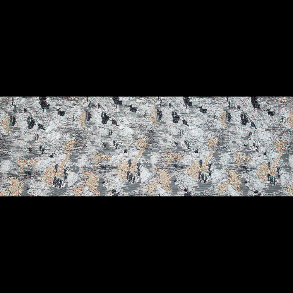 Silver, Black and Gold Luxury Floral Metallic Brocade Folded