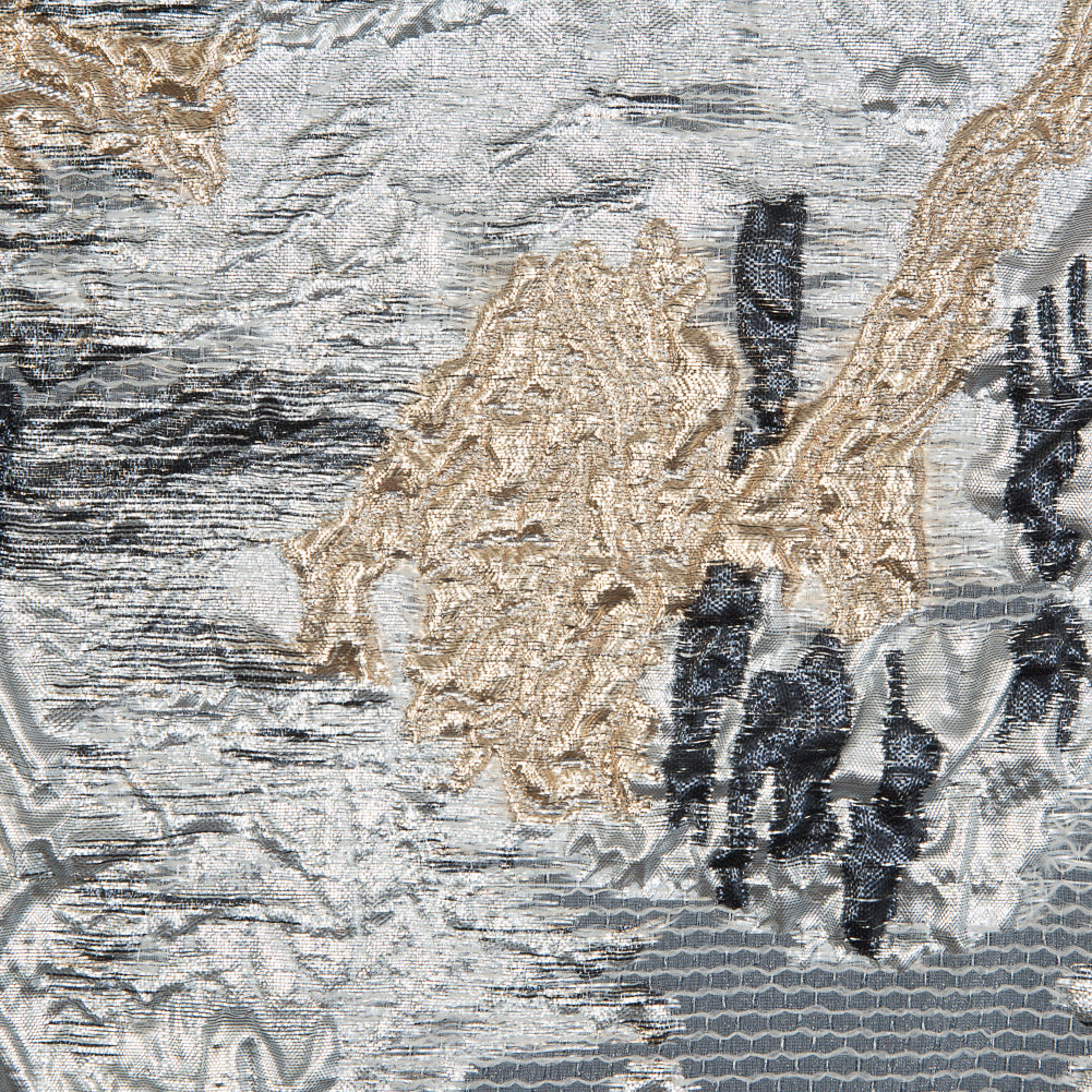 Silver, Black and Gold Luxury Floral Metallic Brocade Full