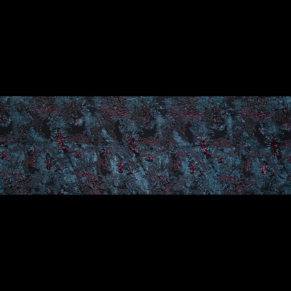 Magenta and Teal Luxury Floral Metallic Brocade - Folded