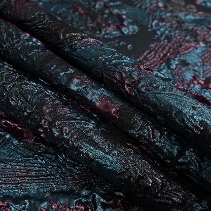 Magenta and Teal Luxury Floral Metallic Brocade - Detail