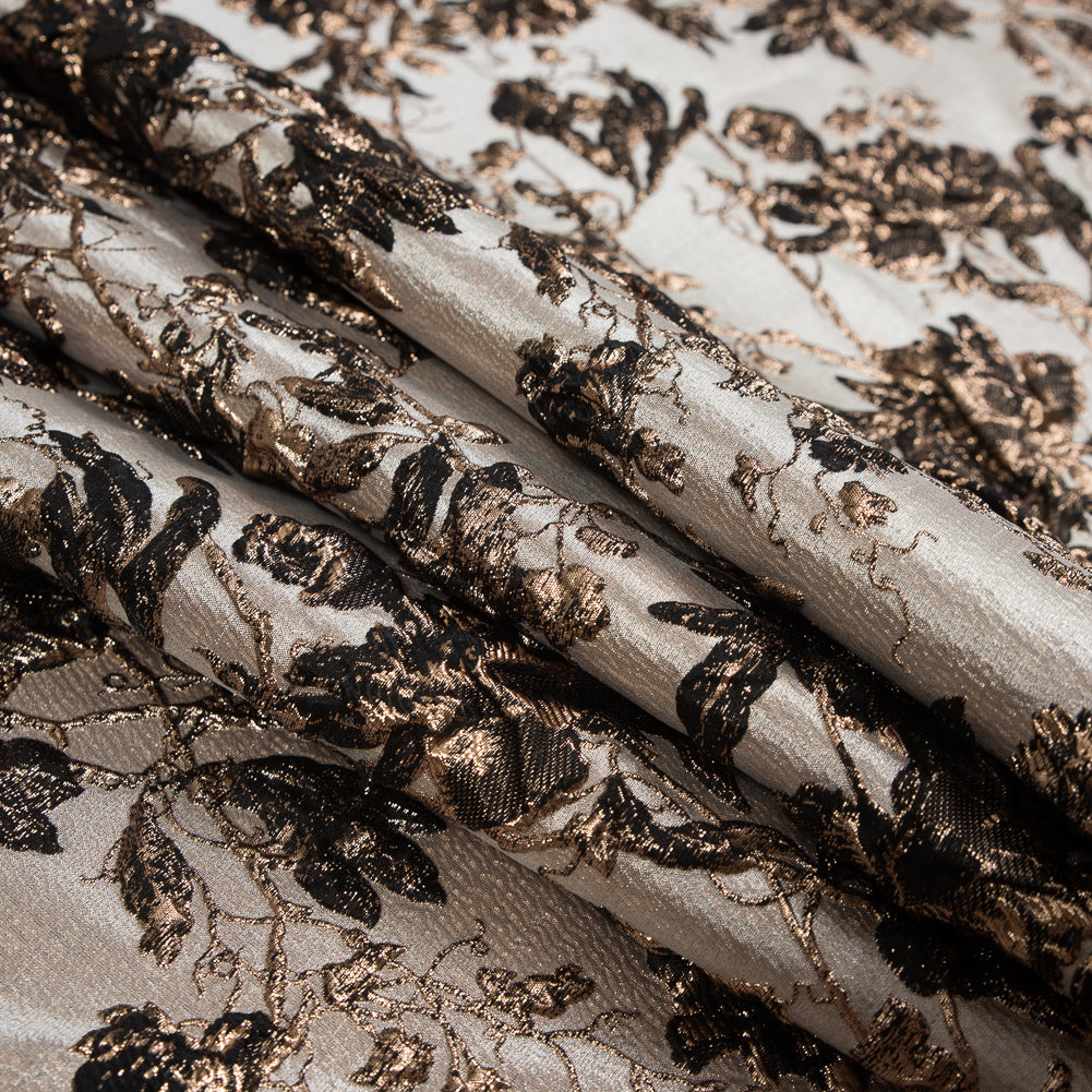 Gold and Black Luxury Floral Metallic Brocade Detail