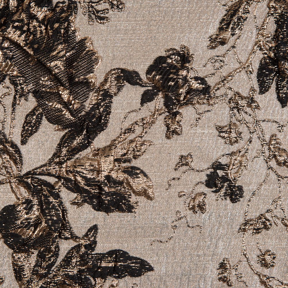 Gold and Black Luxury Floral Metallic Brocade Full