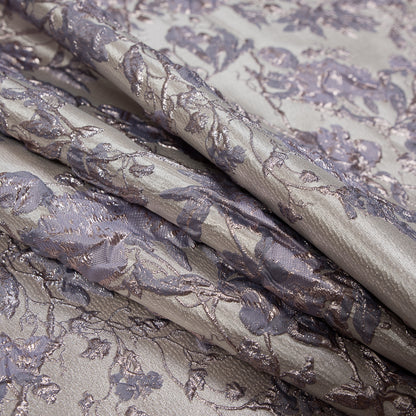 Pale Gold and Lavender Luxury Floral Metallic Brocade - Detail
