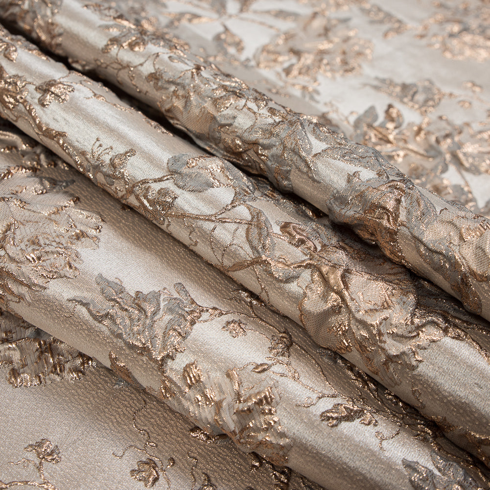 Pale Gold and Beige Luxury Floral Metallic Brocade Detail