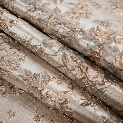 Pale Gold and Beige Luxury Floral Metallic Brocade Detail