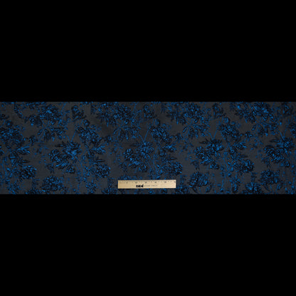 Blue and Black Luxury Floral Metallic Brocade Folded