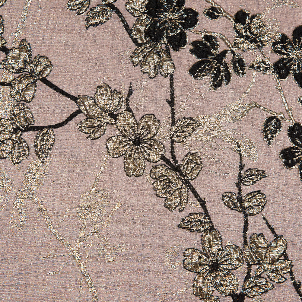 Pink, Black and Gold Luxury Floral Metallic Brocade - Full