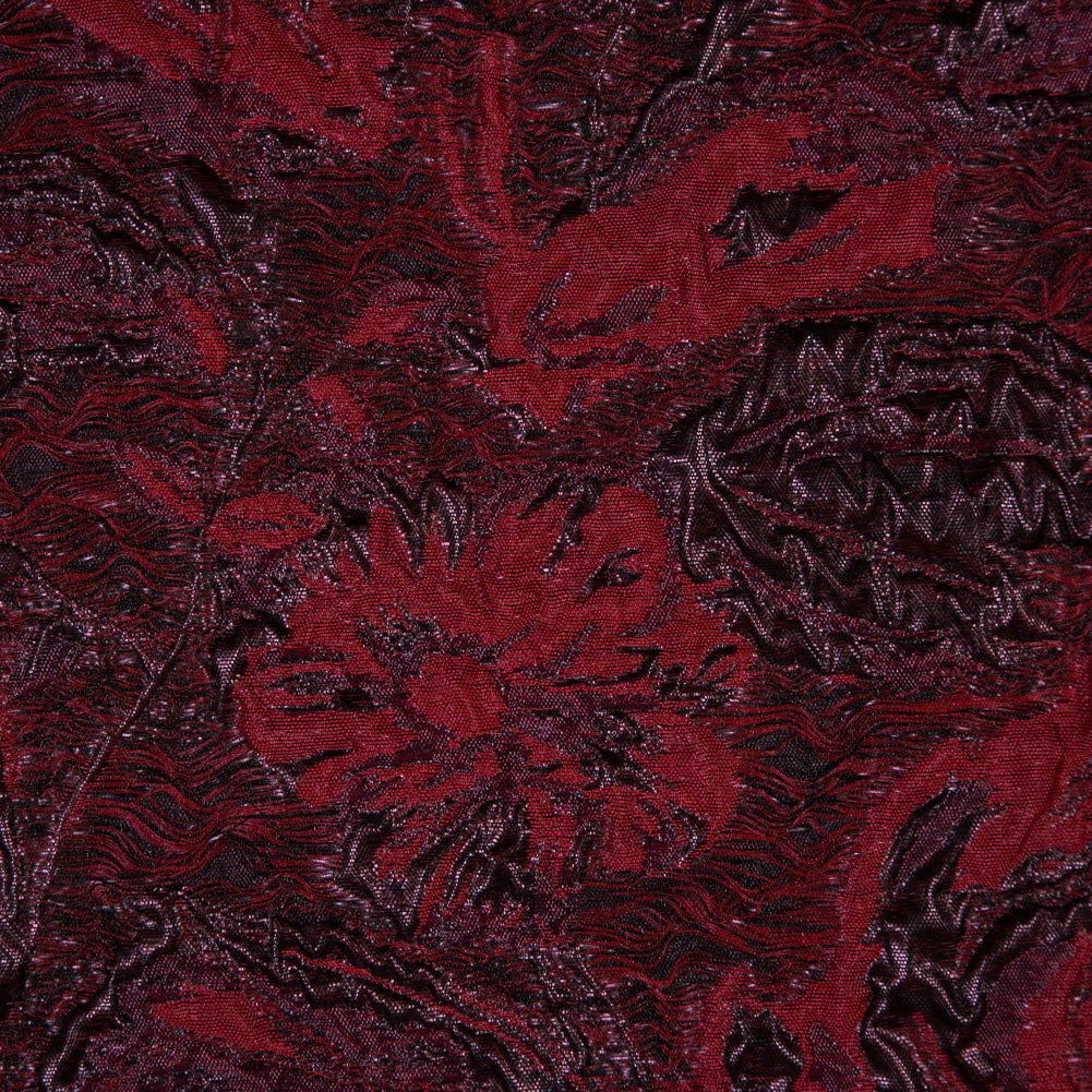 Red and Aubergine Luxury Abstract Metallic Brocade - Full