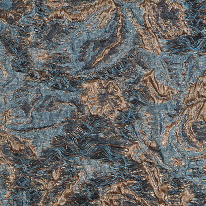 Blue and Gold Luxury Abstract Metallic Brocade - Full