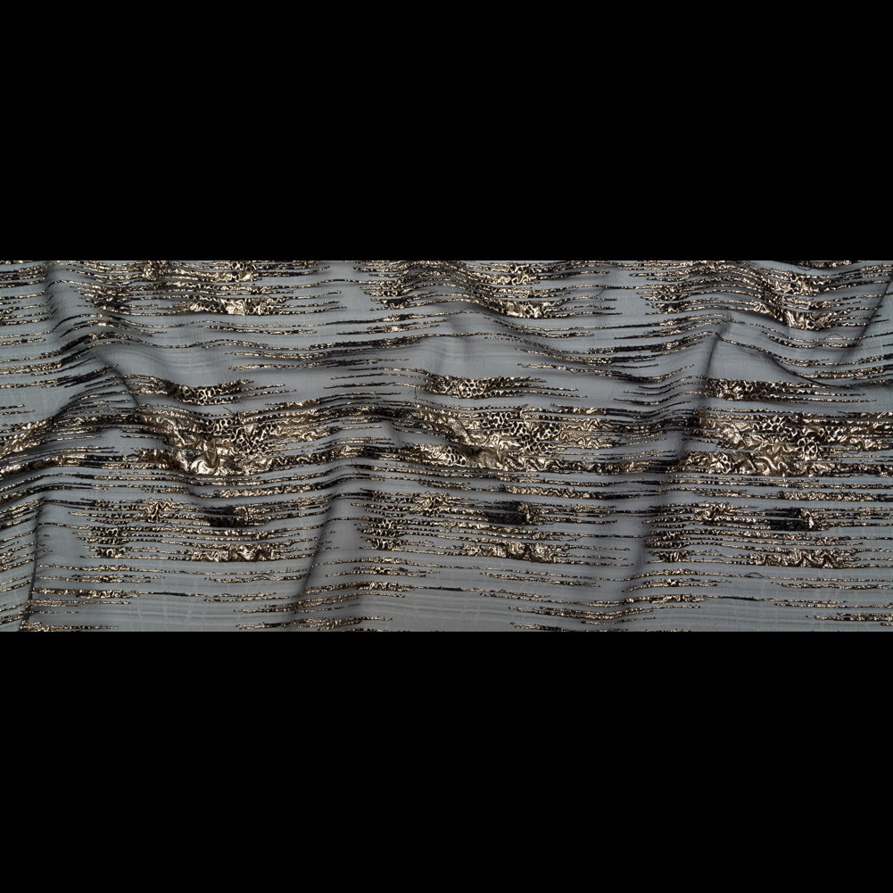 Metallic Gold and Black Luxury Striated Burnout Brocade Full