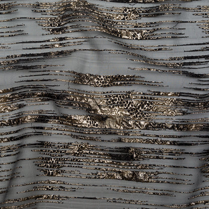 Metallic Gold and Black Luxury Striated Burnout Brocade