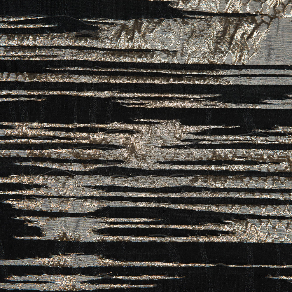 Metallic Pale Gold and Luxury Striated Burnout Brocade - Full