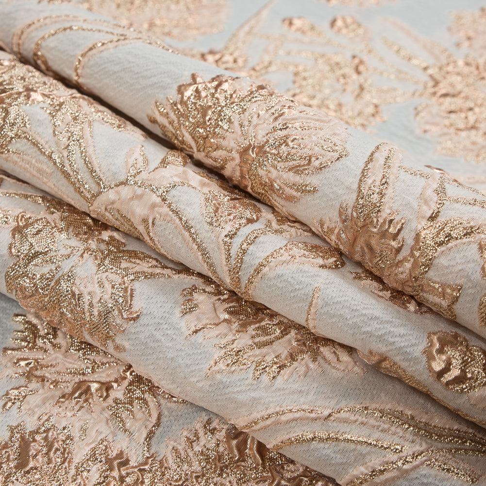 Peach and Gold Luxury Floral Metallic Brocade Detail