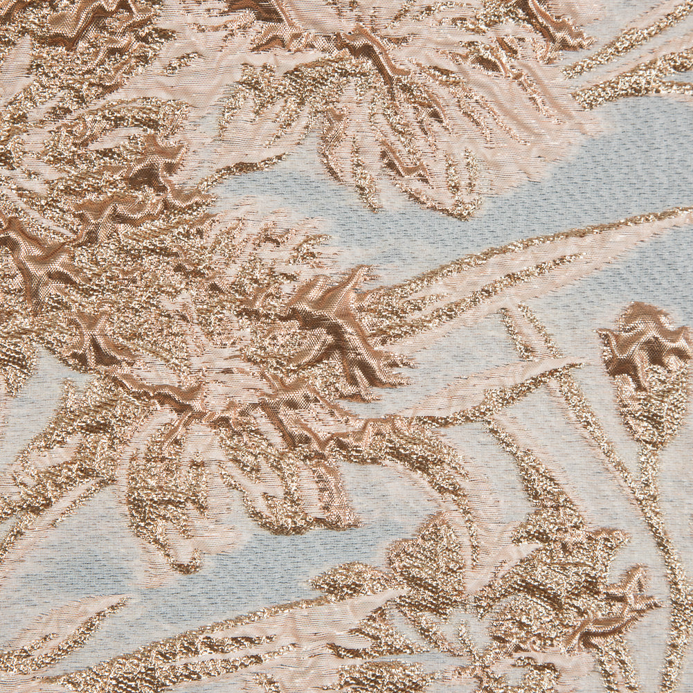 Peach and Gold Luxury Floral Metallic Brocade Full