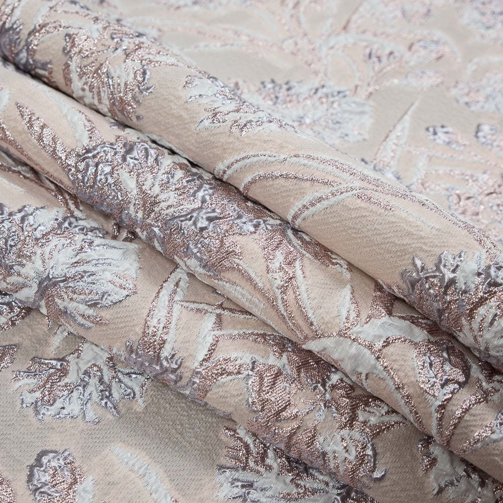 Beige and Rose Gold Luxury Floral Metallic Brocade - Detail