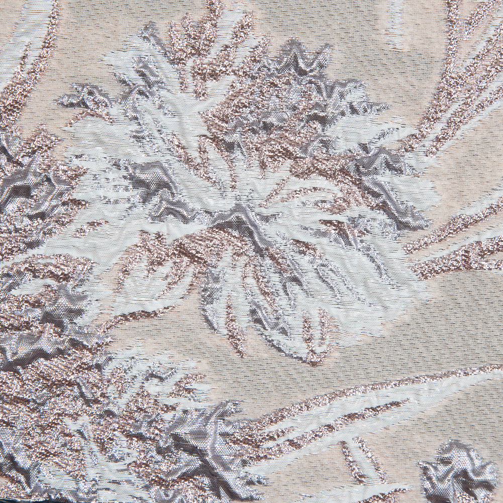 Beige and Rose Gold Luxury Floral Metallic Brocade - Full