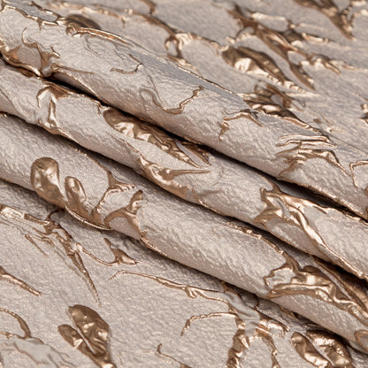 Beige and Gold Luxury Abstract Metallic Brocade Folded