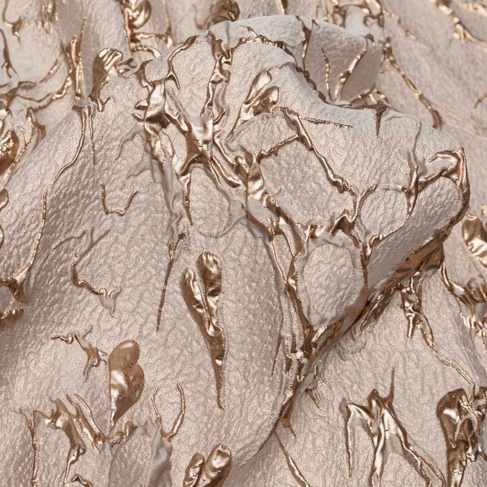Beige and Gold Luxury Abstract Metallic Brocade Detail