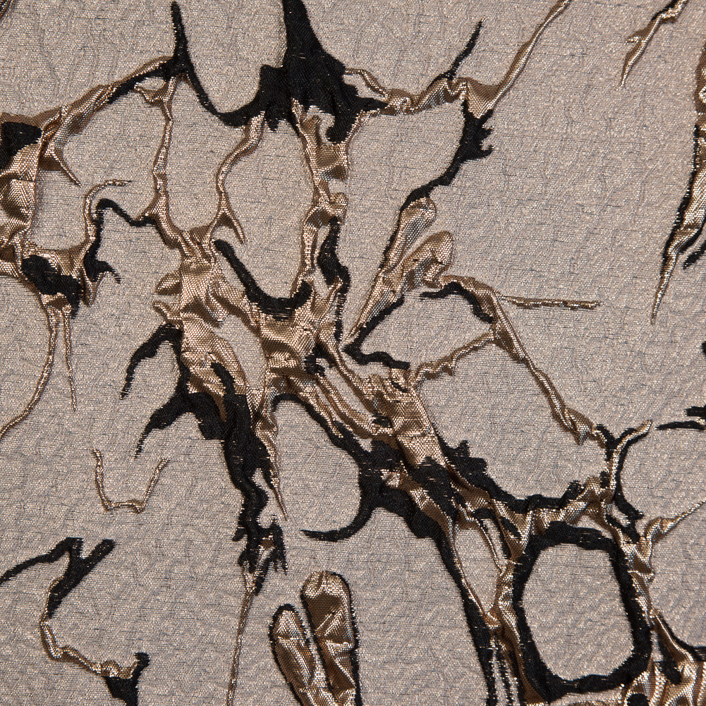 Black and Gold Luxury Abstract Metallic Brocade Full