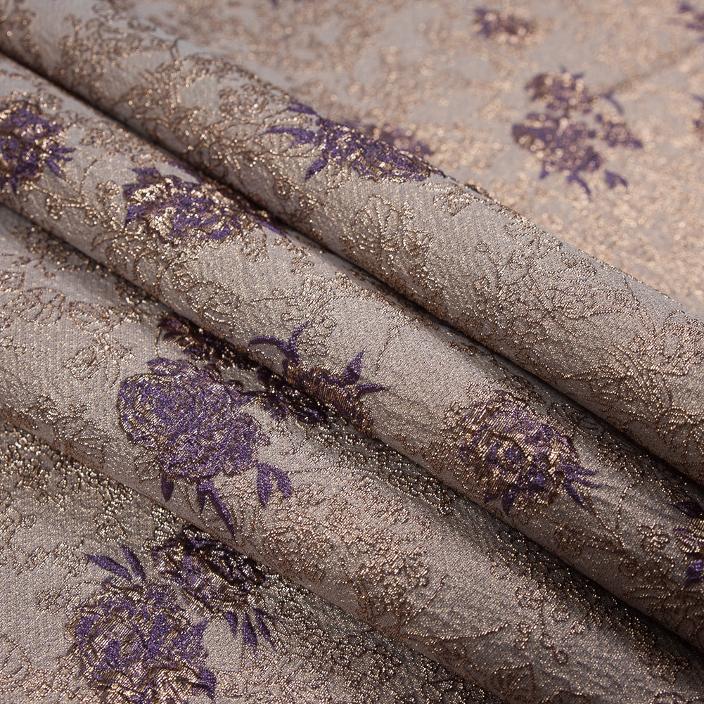 Pansy Purple and Gold Luxury Floral Metallic Brocade Detail
