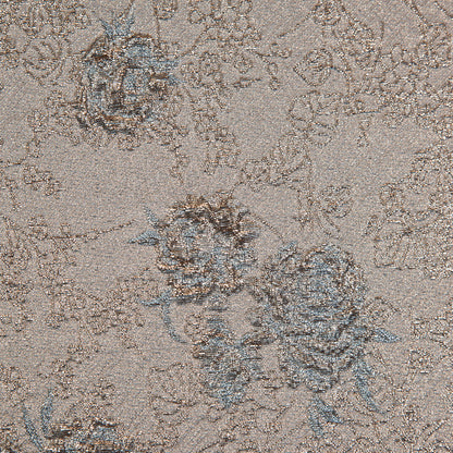 Gold and Sky Blue Luxury Floral Metallic Brocade - Full