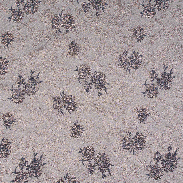 Rose Gold and Periwinkle Luxury Floral Metallic Brocade