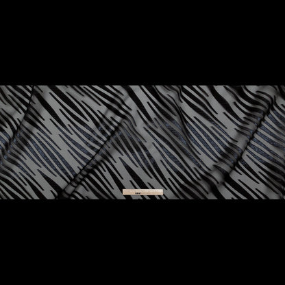 Black and Metallic Navy Luxury Tiger Striped Burnout Brocade Full