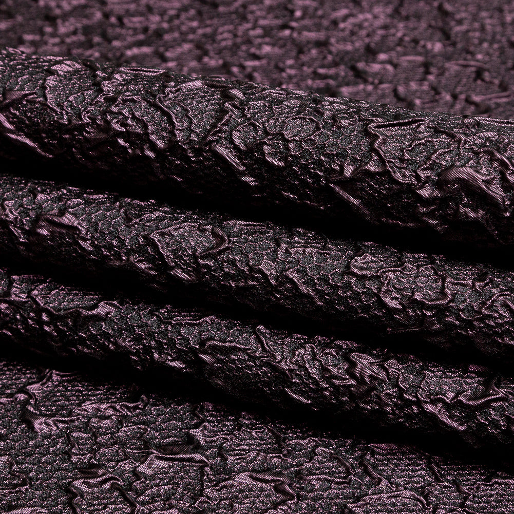 Floral Metallic Brocade - Purple and Black Folded