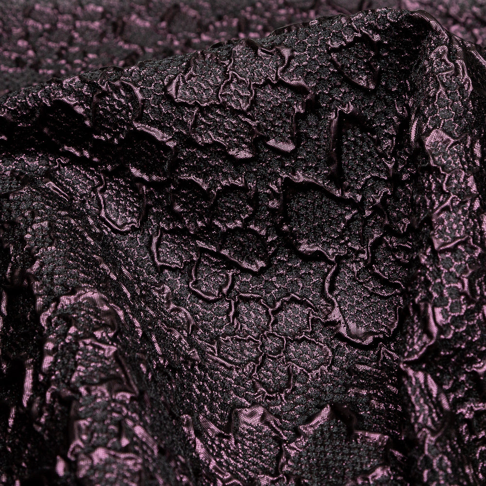 Floral Metallic Brocade - Purple and Black Detail