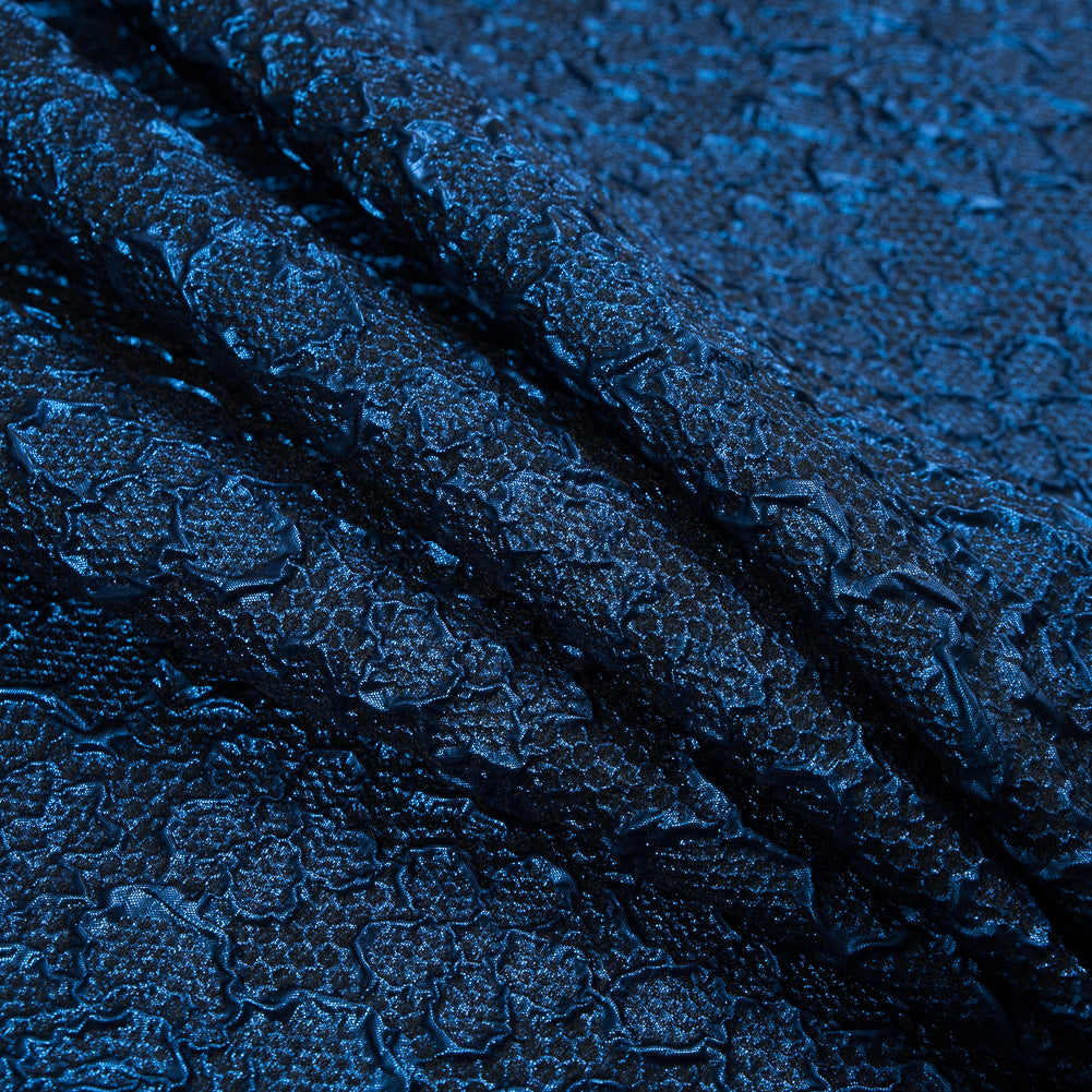Royal Blue Luxury Floral Metallic Brocade - Detail