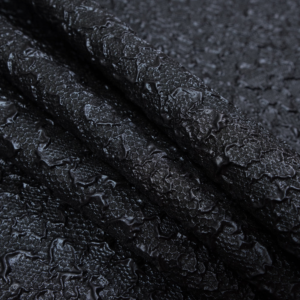 Midnight Blue Luxury Floral Metallic Brocade - Detail