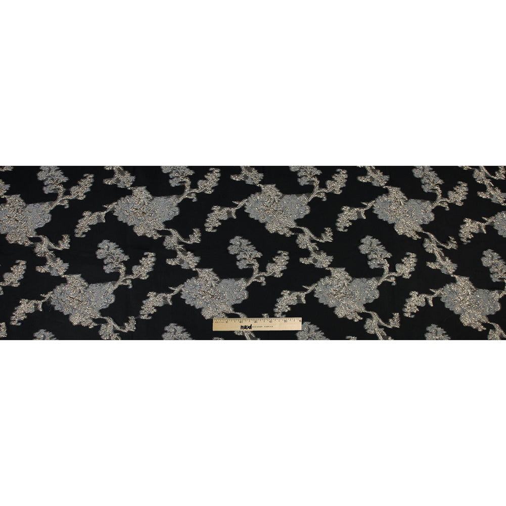 Black and Metallic Gold Luxury Abstract Burnout Brocade Folded