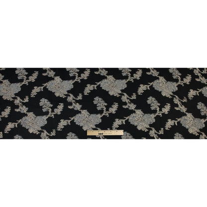 Black and Metallic Gold Luxury Abstract Burnout Brocade Folded