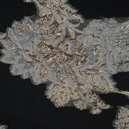 Black and Metallic Gold Luxury Abstract Burnout Brocade Full