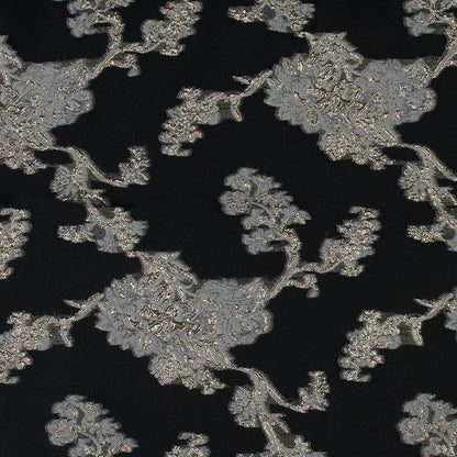 Black and Metallic Gold Luxury Abstract Burnout Brocade