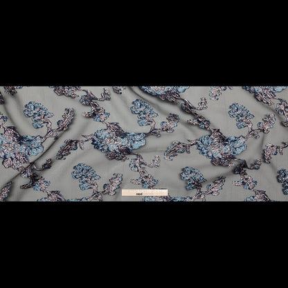 Metallic Blue Granite and Rose Gold Luxury Abstract Burnout Brocade - Full