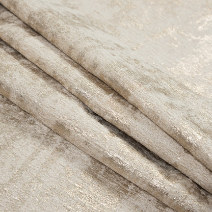 Beige Polyester Chenille with Metallic Gold Foil - Folded