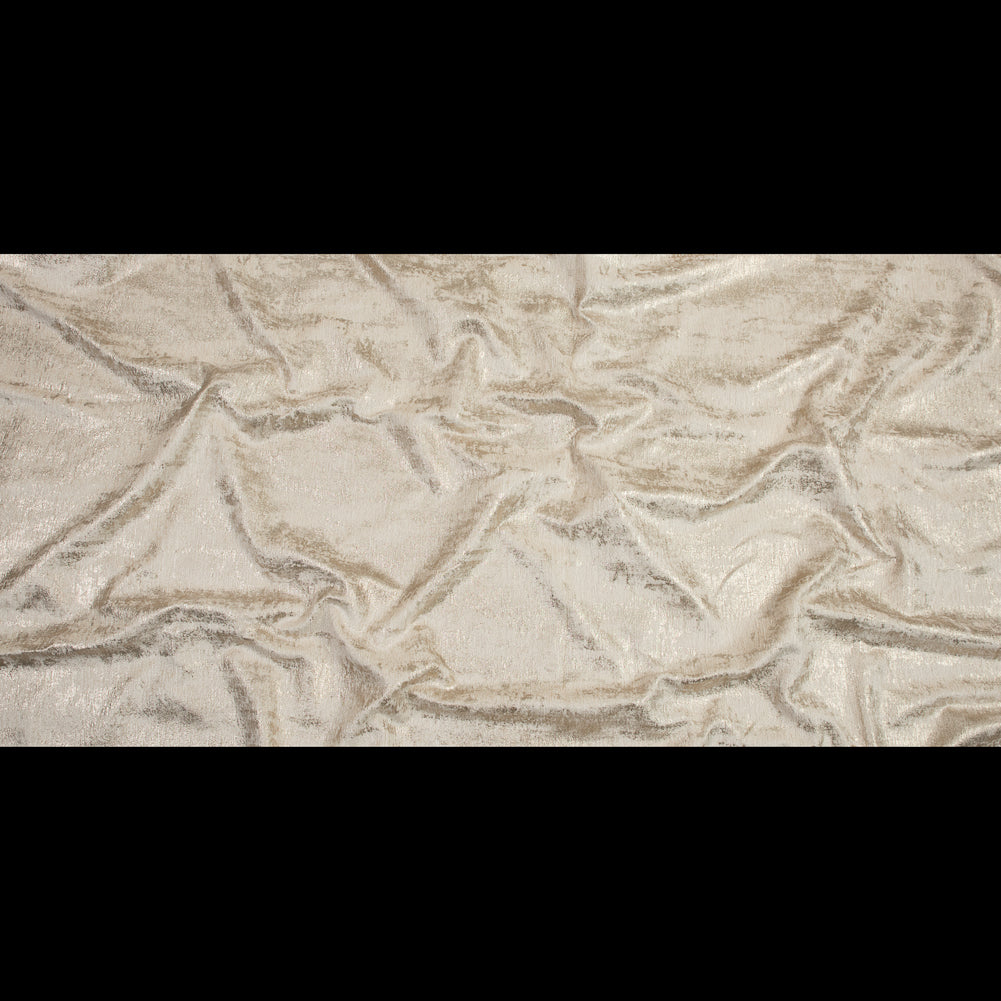 Beige Polyester Chenille with Metallic Gold Foil - Full