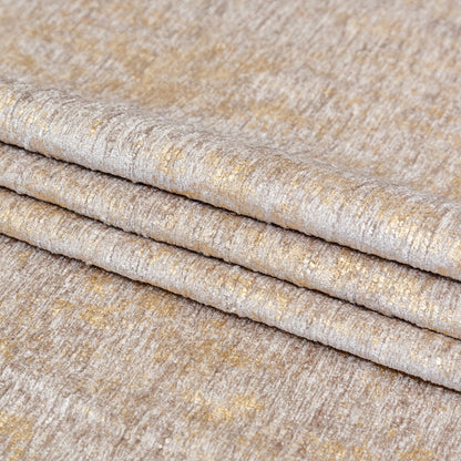 Beige Polyester Chenille with Metallic Gold Foil - Folded