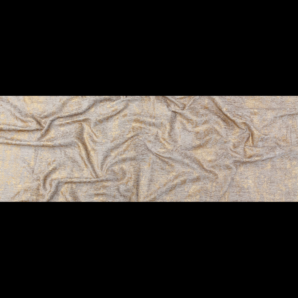 Beige Polyester Chenille with Metallic Gold Foil - Full