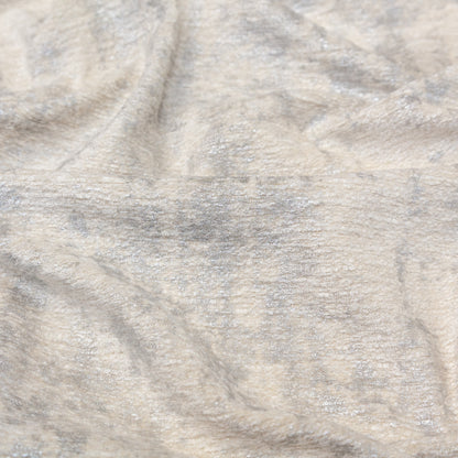 Cream Polyester Chenille with Metallic Silver Foil Detail