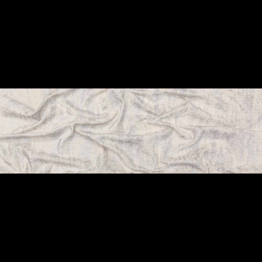 Cream Polyester Chenille with Metallic Silver Foil Full