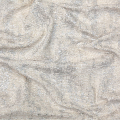 Cream Polyester Chenille with Metallic Silver Foil